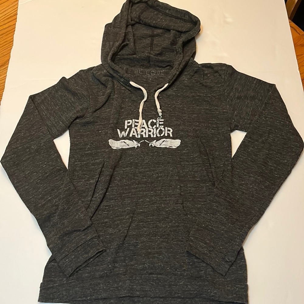 Peace Warrior Long Sleeve Hooded T-Shirt Small